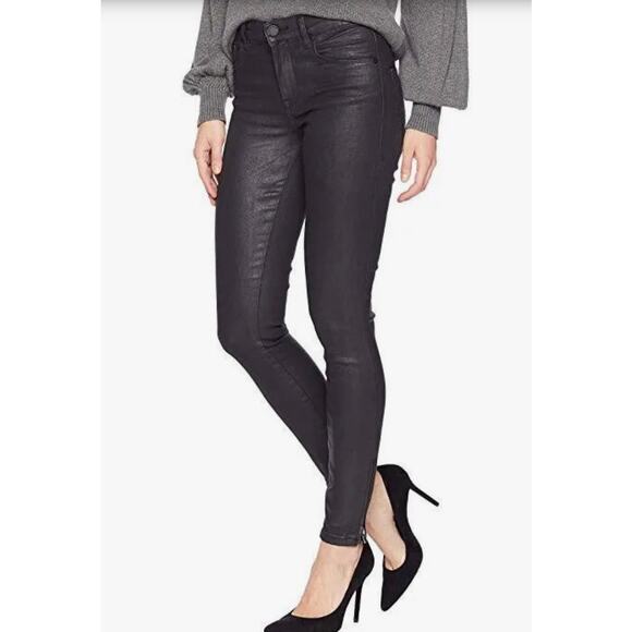 Blank NYC The Bond Mid-Rise Skinny Black Coated Jeans Size 26 - Picture 1 of 6